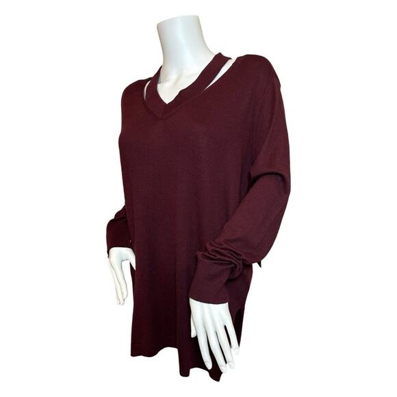 #T28 Vince Camuto Wine Cut Out Neck Sweater SZ M $88 - Picture 3 of 10